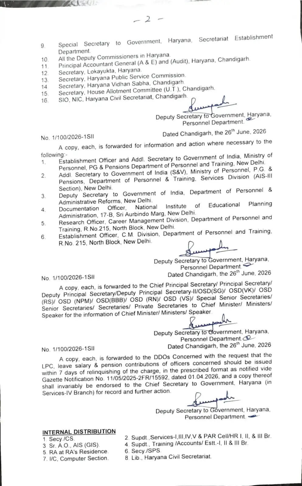 Udaipur Times, Haryana News, Haryana IAS-HCS Transfers
