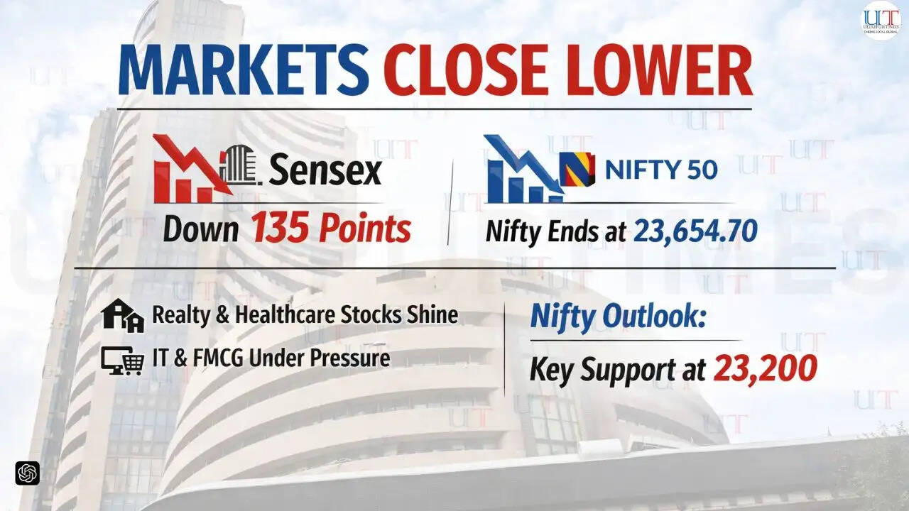 &ldquo;Indian stock market update showing Sensex and Nifty closing lower amid volatility and profit booking on May 21&rdquo;