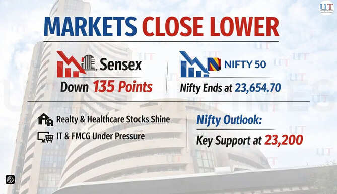 &ldquo;Indian stock market update showing Sensex and Nifty closing lower amid volatility and profit booking on May 21&rdquo;