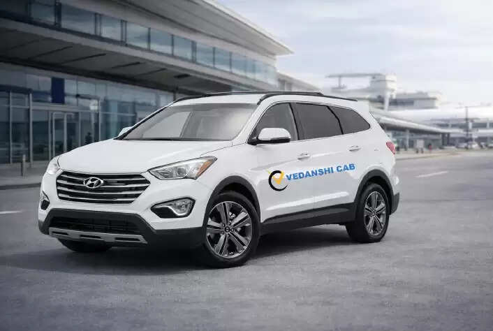 Vedanshi Cabs Udaipur airport taxi parked outside Maharana Pratap Airport, ready for pickup