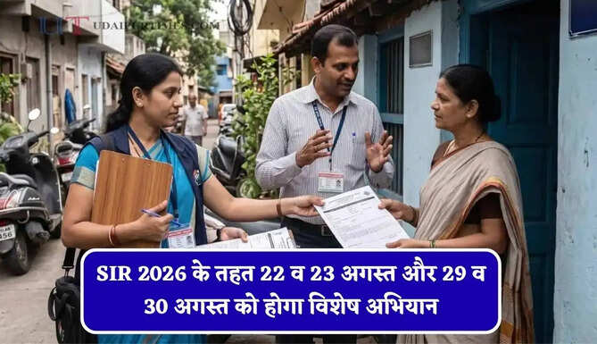SIR 2026 के तहत 22 व 23 अगस्त और 29 व 30 अगस्त को होगा विशेष अभियान,सभी BLO करेंगे ये काम...