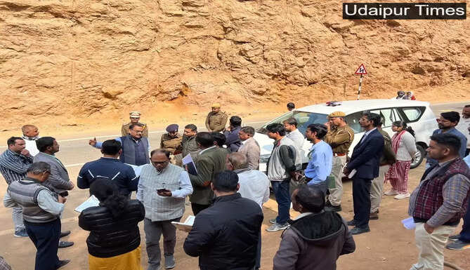 Officials inspecting Haldighati and Rakt Talai sites in Rajsamand district