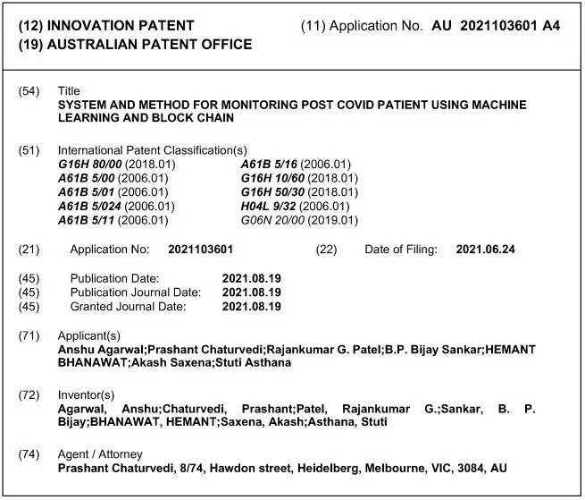 dr hemant bhanawat patent australia patent office