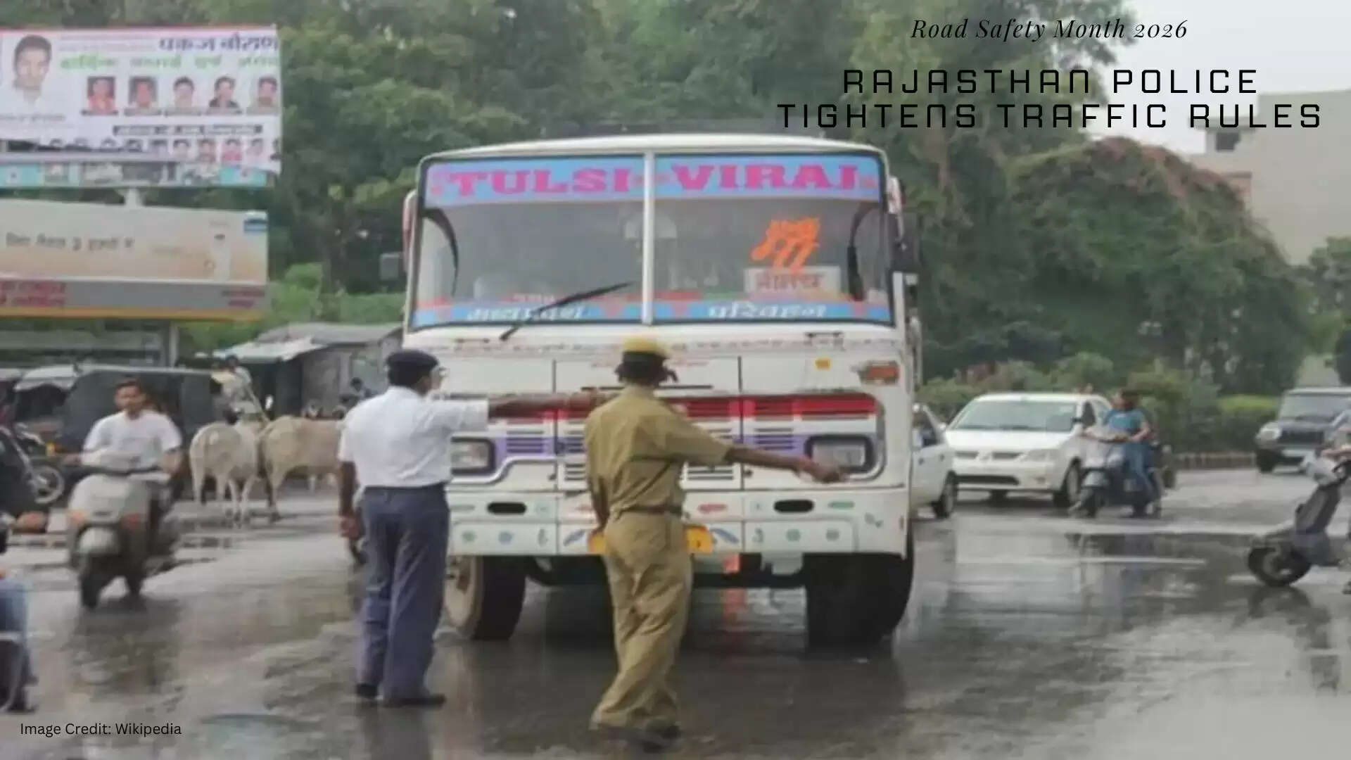 Rajasthan Police conducting road safety drive and traffic checking during Road Safety Month 2026