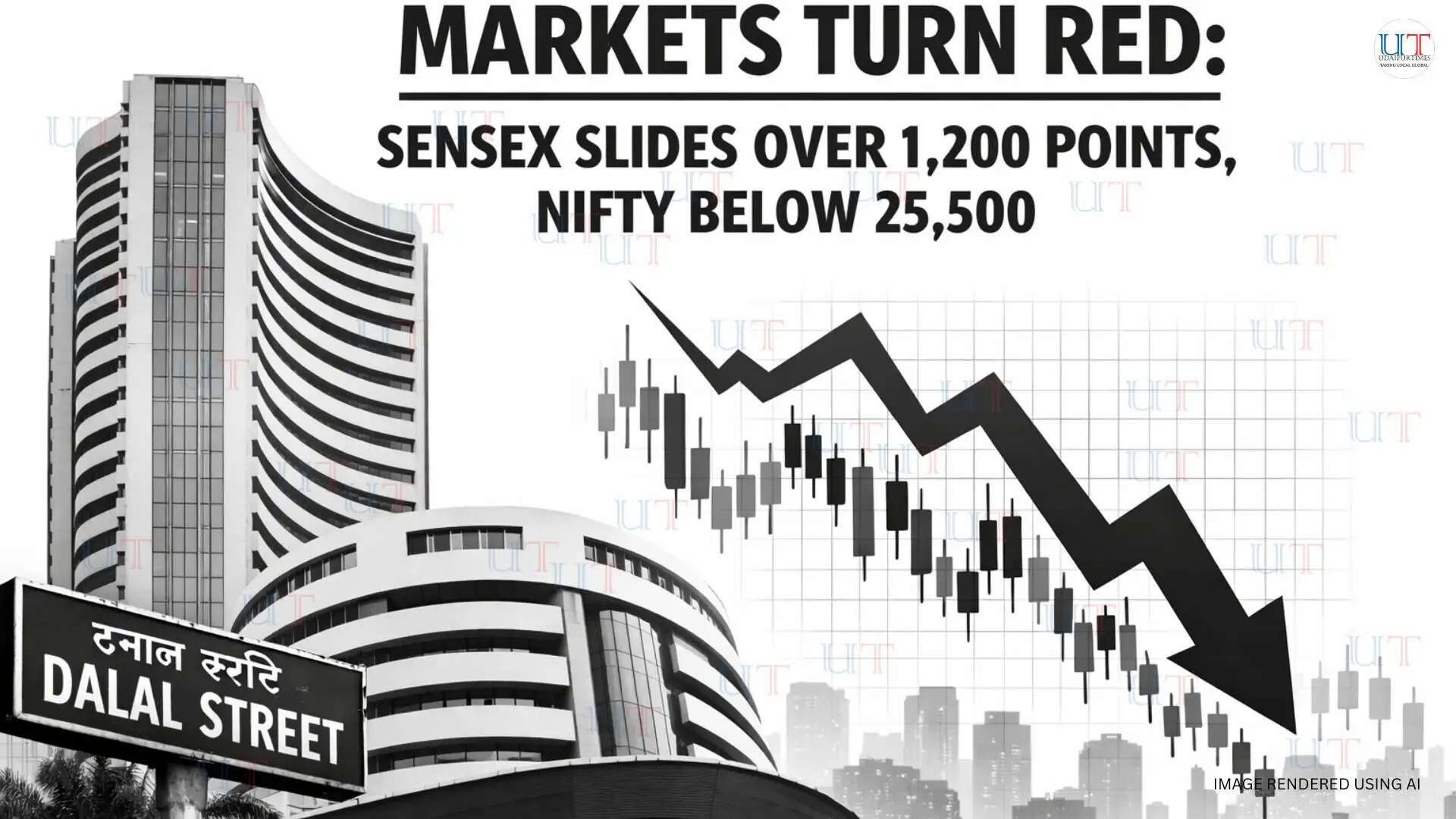 Big Fall on Dalal Street: Sensex Down 1,236 Points Markets End in Deep Red Nifty Below 25,500Investor Mood Turns Cautious