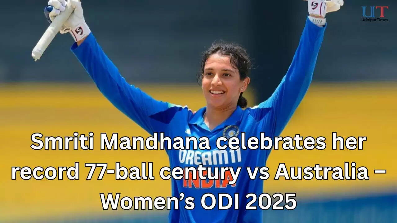 Smriti Mandhana celebrates her record 77-ball century vs Australia &ndash; Women&rsquo;s ODI 2025