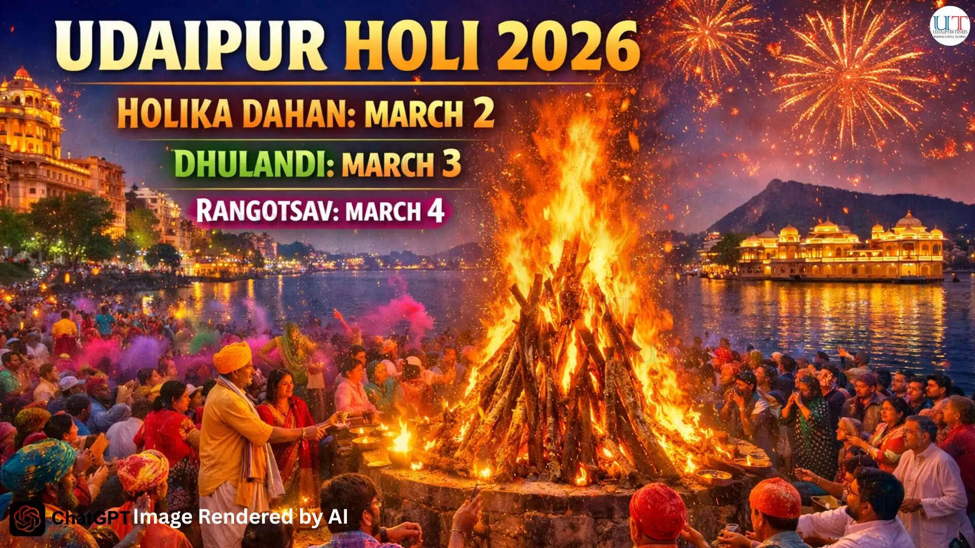 Devotees performing Holika Dahan rituals during Phalguna Purnima evening Muhurat