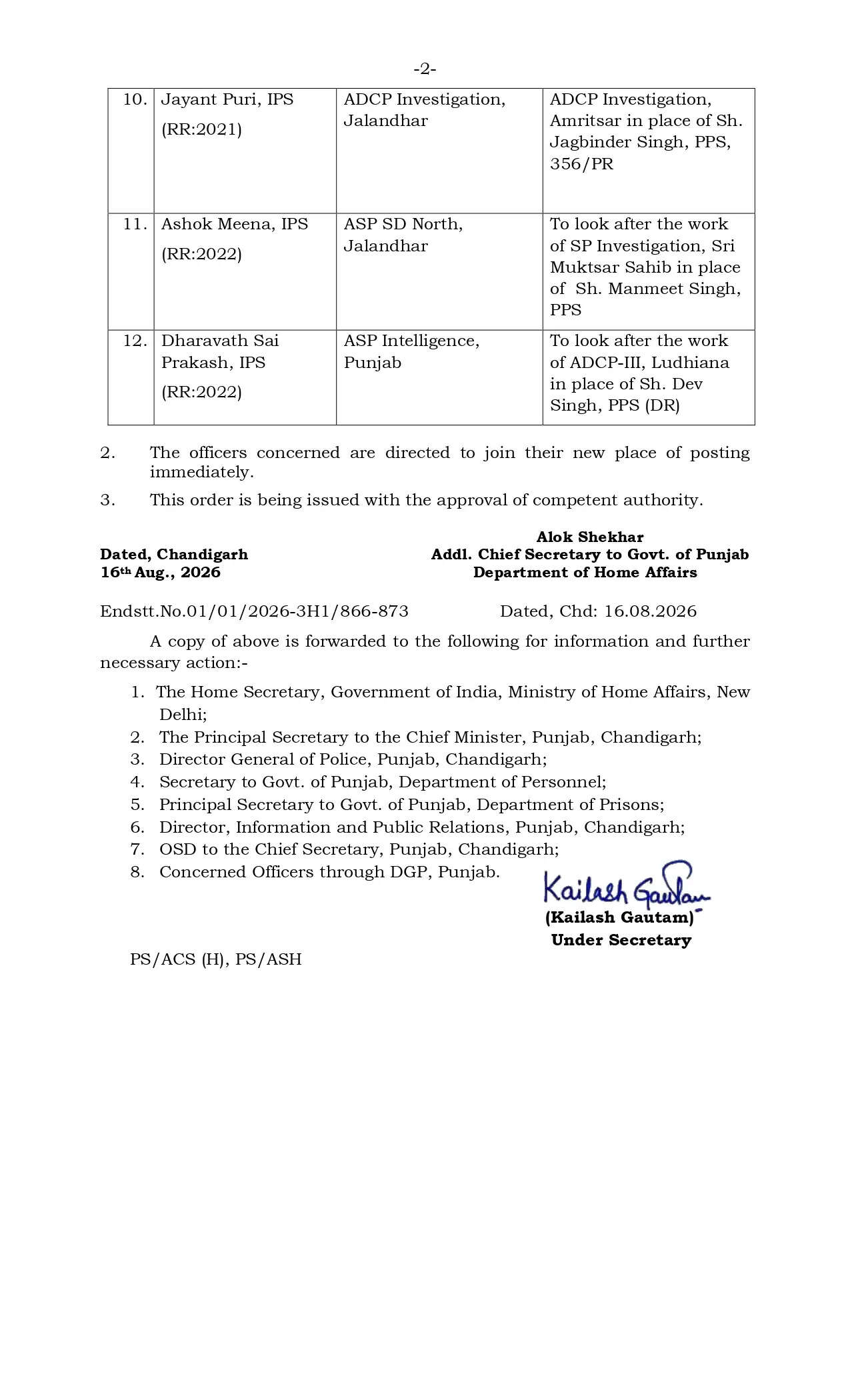 पंजाब सरकार का बड़ा प्रशासनिक फेरबदल ! 12 IPS और 112 PPS अफसरों का किया तबादला&nbsp;