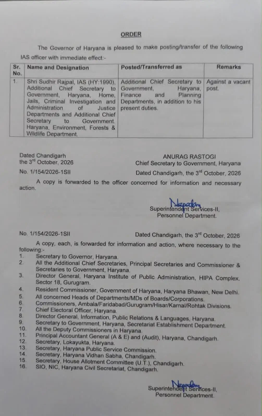 हरियाणा में IAS अधिकारी का तबादला, देखें आदेश &nbsp;