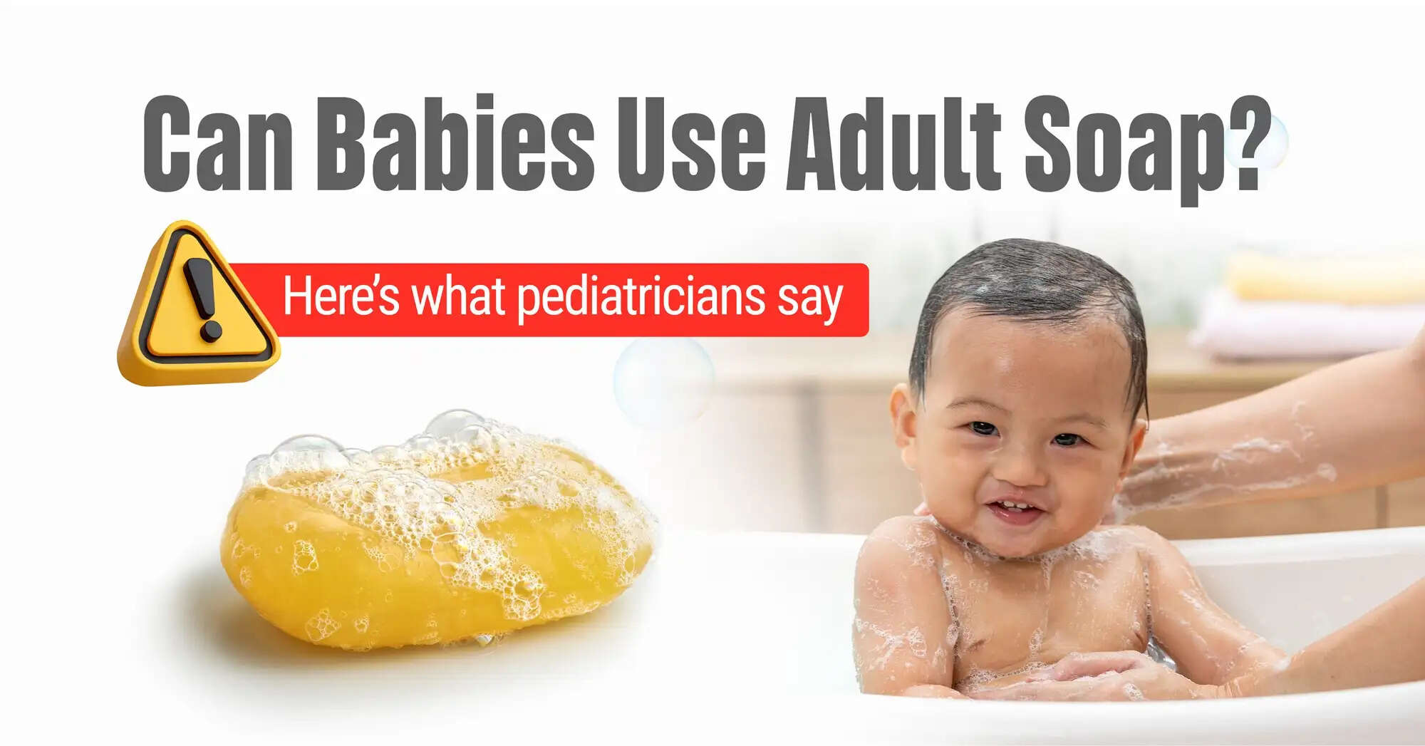 Mother bathing newborn baby using gentle pH balanced baby soap for sensitive skin