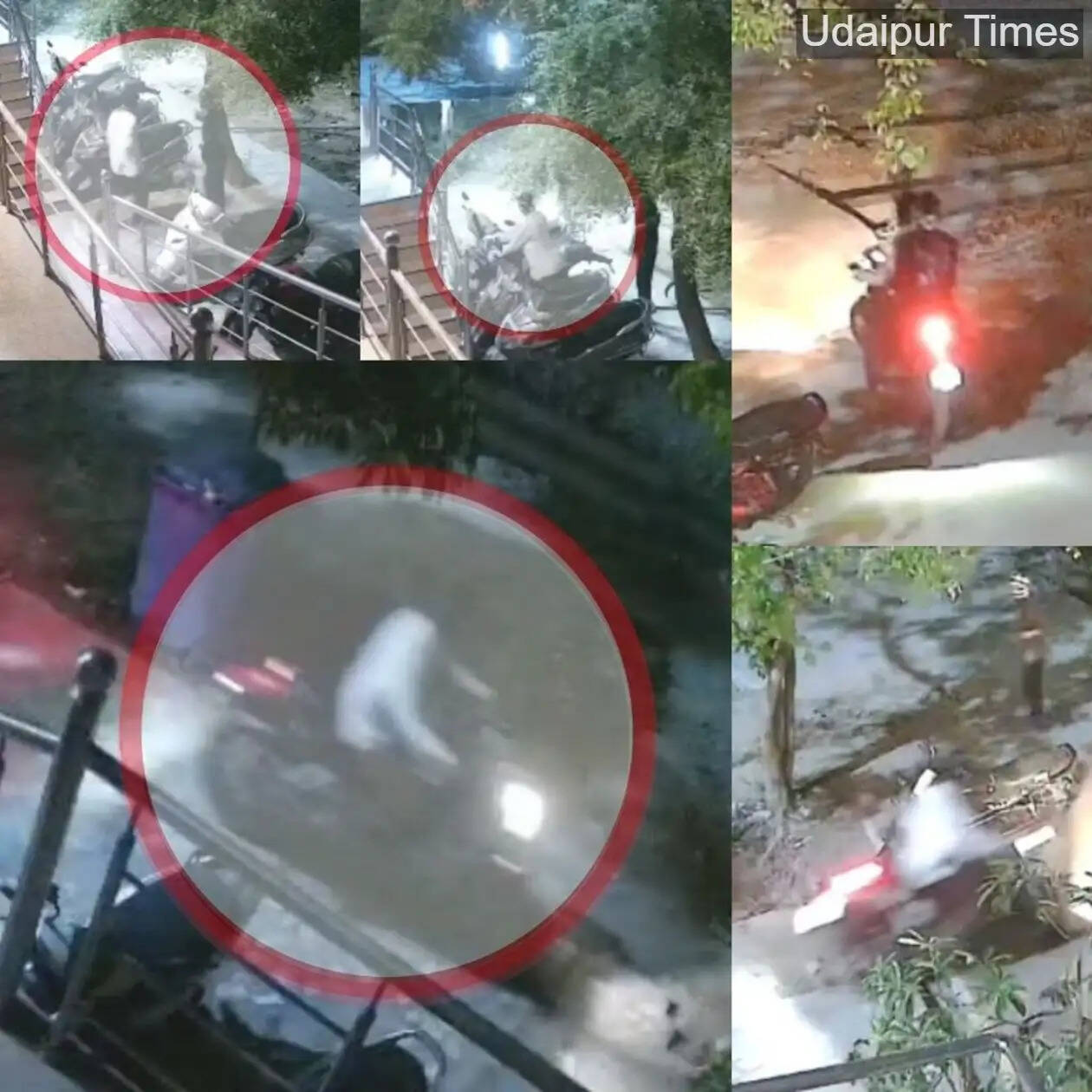 Alt Text: Two thieves stealing a KTM bike captured on CCTV in Udaipur Hiran Magri