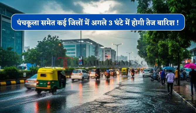 हरियाणा के पंचकूला समेत कई जिलों में अगले 3 घंटे में होगी तेज बारिश! देखें IMD का अलर्ट