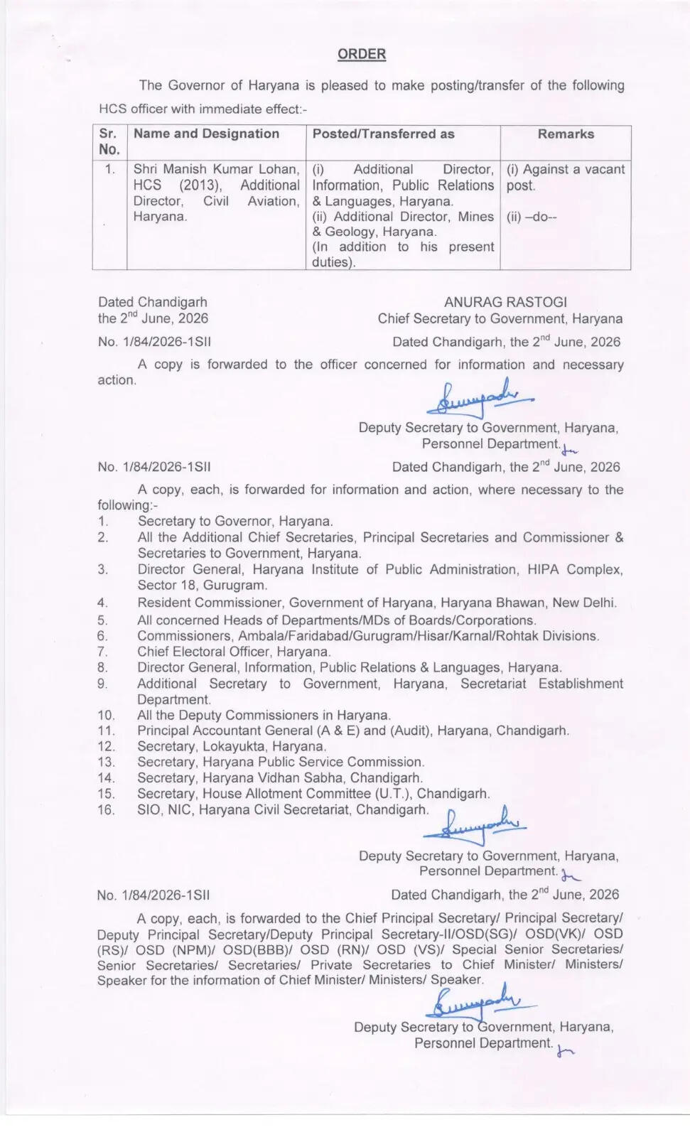 हरियाणा में इस HCS अधिकारी को मिली बड़ी जिम्मेदारी ?