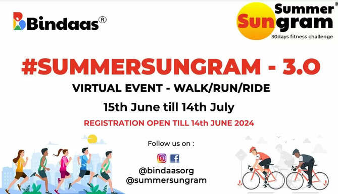 Fitness Events in Udaipur, Live Virtual Fitness Event being held in Udaipur Running Walking Cycling Fitness Challenge Summer SunGram 3.0