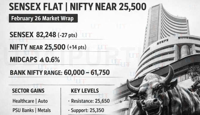 Traders monitoring Sensex and Nifty charts during February 26 F&O expiry session amid market volatility.