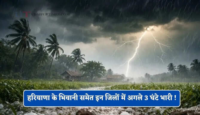 हरियाणा के भिवानी समेत इन जिलों में अगले 3 घंटे भारी ! तूफ़ानी बरसात का होगा अटैक&nbsp;
