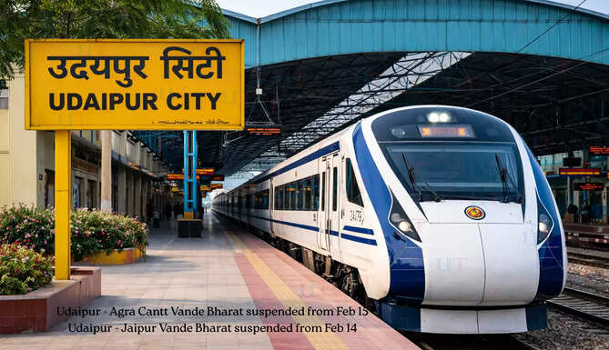 Indian Railways has suspended both Vande Bharat routes Udaipur Jaipur Udaipur Agra Cantt due to low passenger numbers. Train will now operate only between Udaipur City and Asarwa, six days a week.