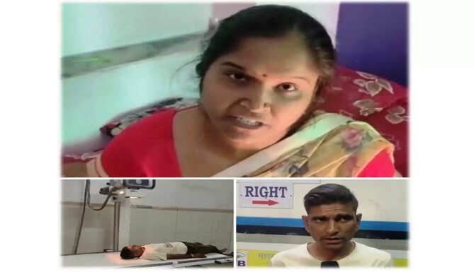 woman beating her husband