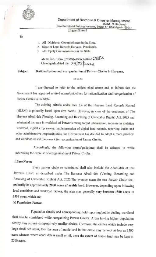 हरियाणा में पटवारियों का घटेगा कार्यभार