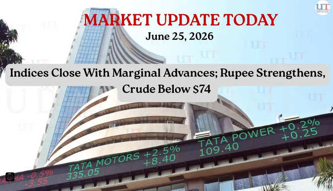 Indices Close With Marginal Advances; Rupee Strengthens, Crude Below $74&nbsp;