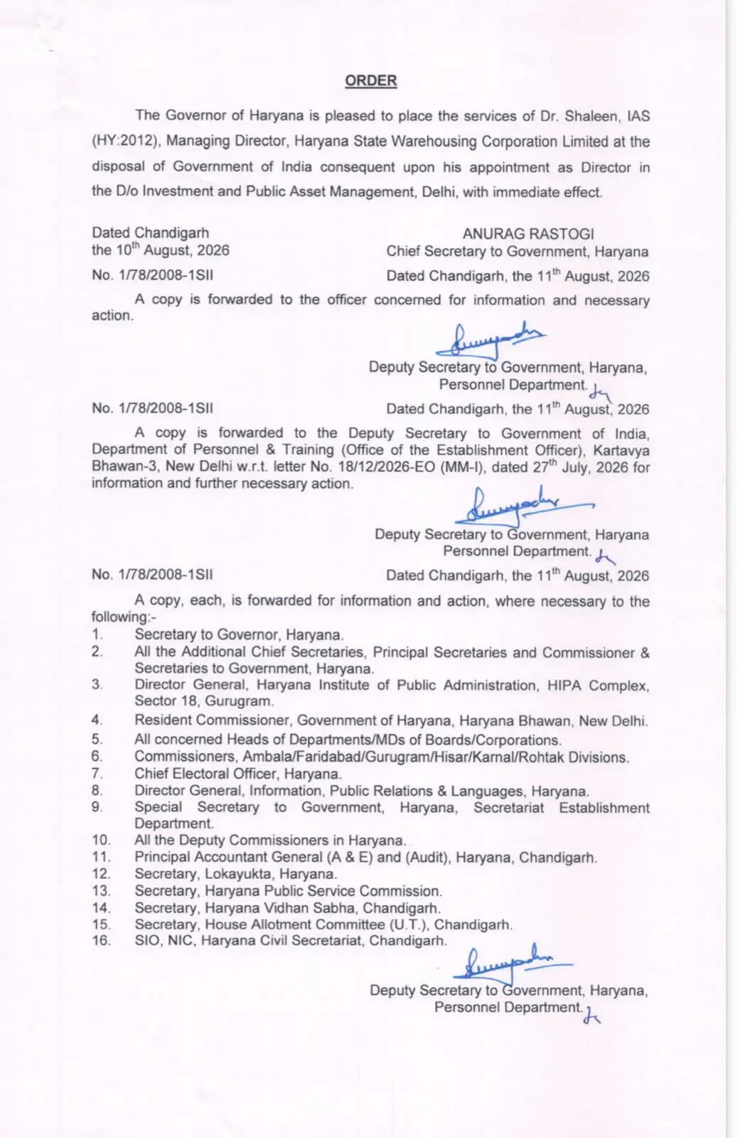 हरियाणा के IAS को केंद्र सरकार ने सौंपी ये नई जिम्मेदारी