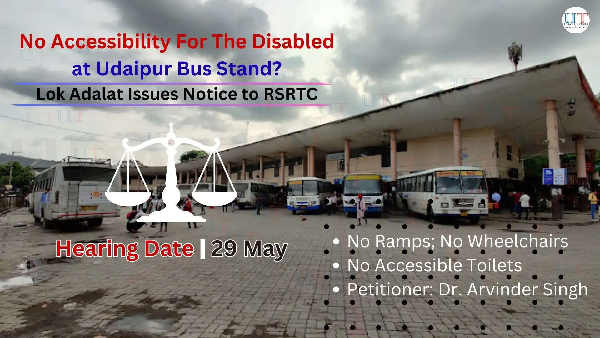 Udaipur Roadways Bus Stand lacking accessibility facilities for disabled passengers