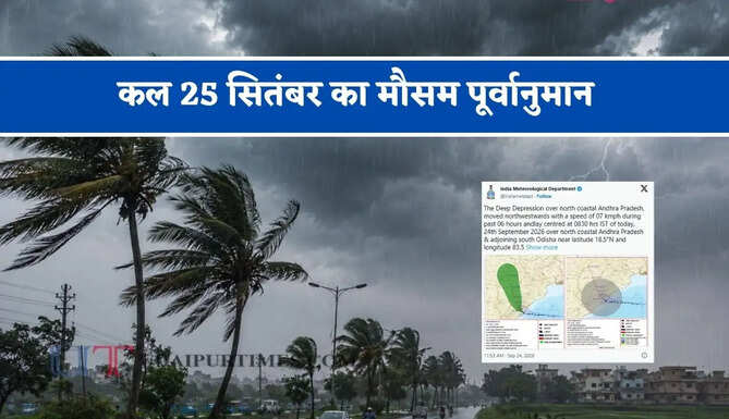 हरियाणा-राजस्थान समेत 17 राज्यों में भारी बारिश का अलर्ट ! देखें कल का मौसम पूर्वानुमान