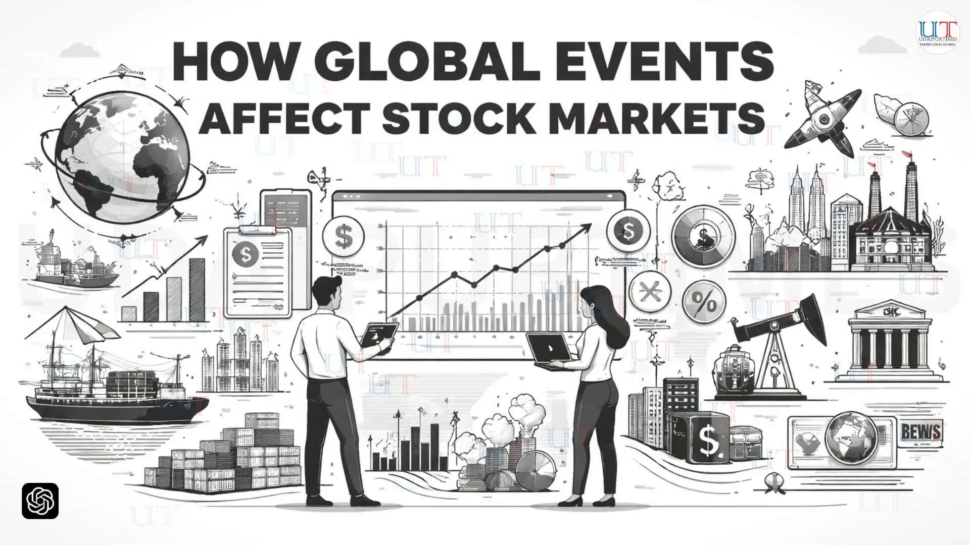 Investors analyzing global events and their impact on stock market trends