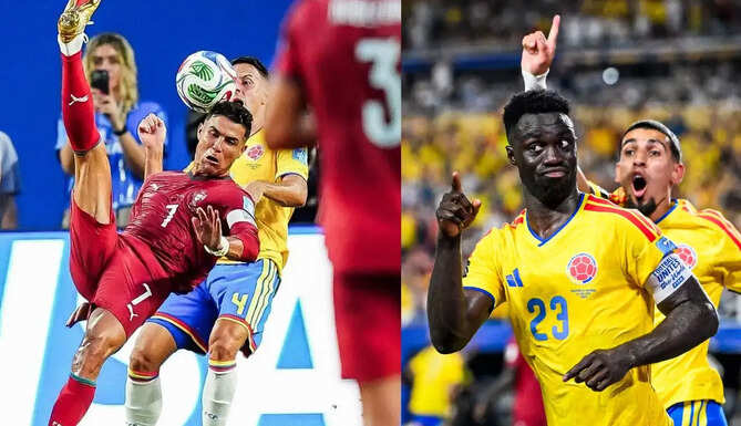 Cristiano Ronaldo reacts during Portugal's 0-0 draw against Colombia as DR Congo celebrate their historic FIFA World Cup victory over Uzbekistan.