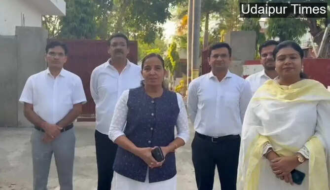 District & Sessions Judge Alka Sharma and judicial officers walking to Rajsamand court amid fuel crisis in Rajasthan on May 19, 2026.
