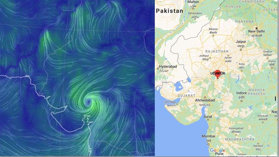tauktae cyclone live over udaipur, tauktae cyclone, udaipur cyclone
