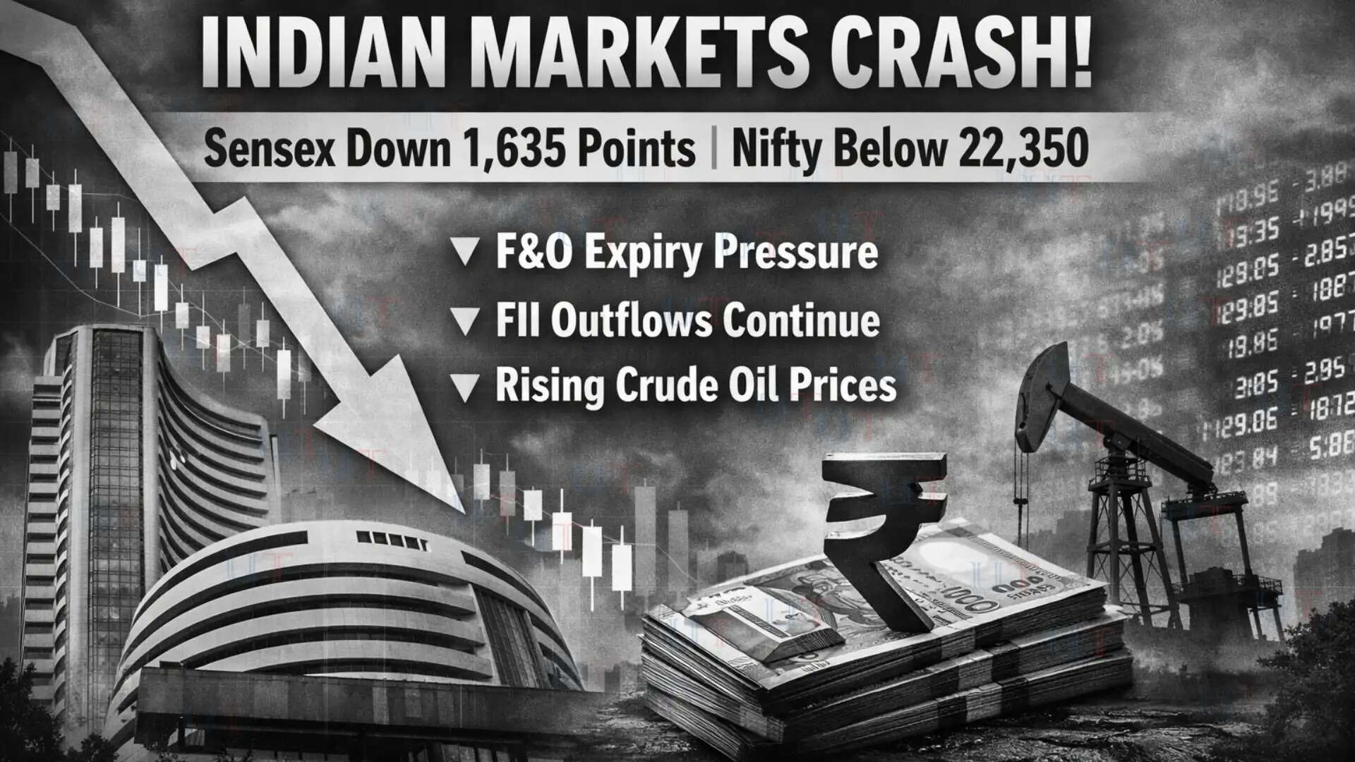 Sensex and Nifty fall sharply on F&O expiry amid global uncertainty and FII outflows