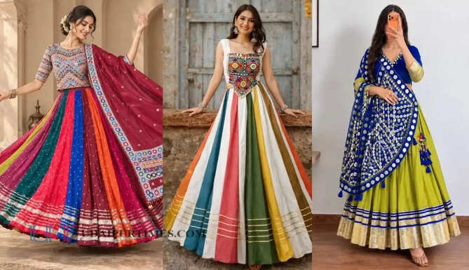 गरबा नाइट में अपने लुक को बनाना है खास ! तो चुनें ऐसे&nbsp;डिजाइन वाले खूबसूरत लहंगे और चनिया, चोली
