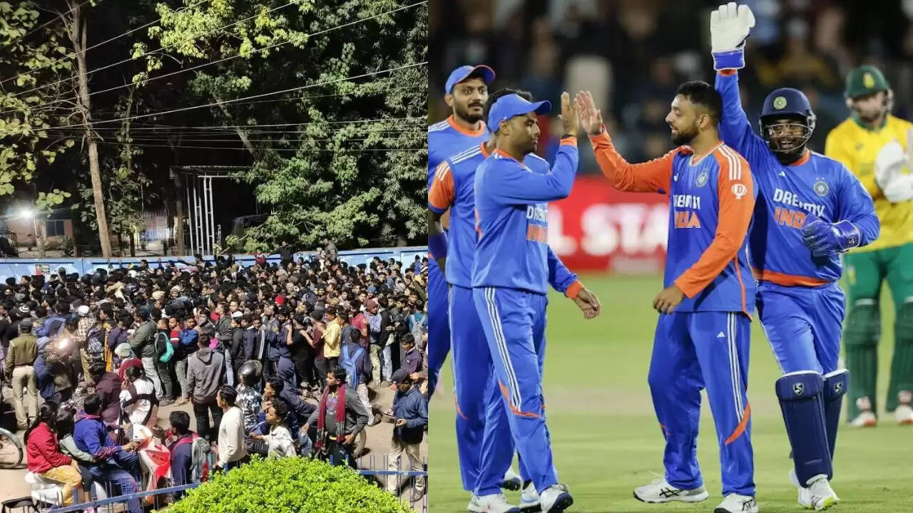 Large crowd outside Barabati Stadium during India vs South Africa T20I ticket sales