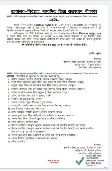 स्कूली बच्चों के लिए बड़ी खबर ! इस बार कब से होंगी सर्दियों की छुट्टियां, देखें शिक्षा विभाग का आदेश