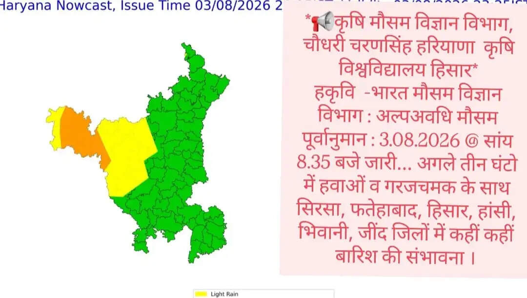 हरियाणा के सिरसा समेत 6 जिलों में तूफानी बारिश का अलर्ट, देखें IMD का पूर्वानुमान