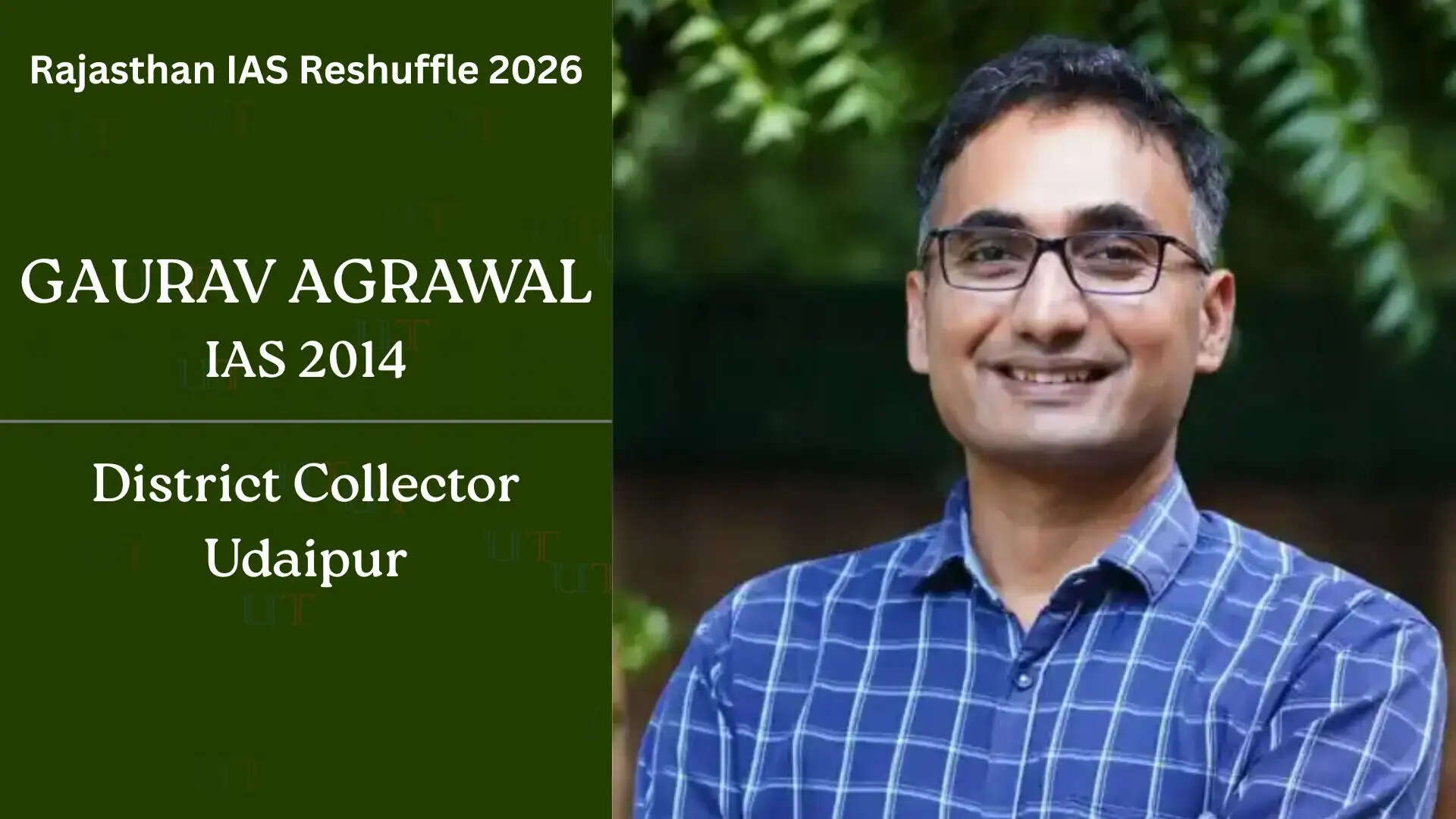 Gaurav Agrawal appointed District Collector of Udaipur in Rajasthan IAS reshuffle 2026
