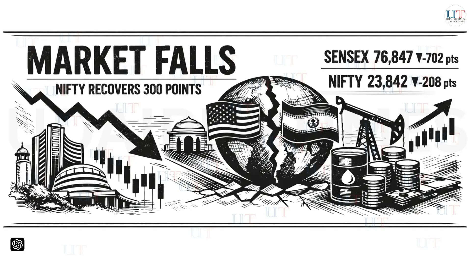 Indian stock market declines as Sensex and Nifty fall amid US-Iran tensions and rising crude oil prices