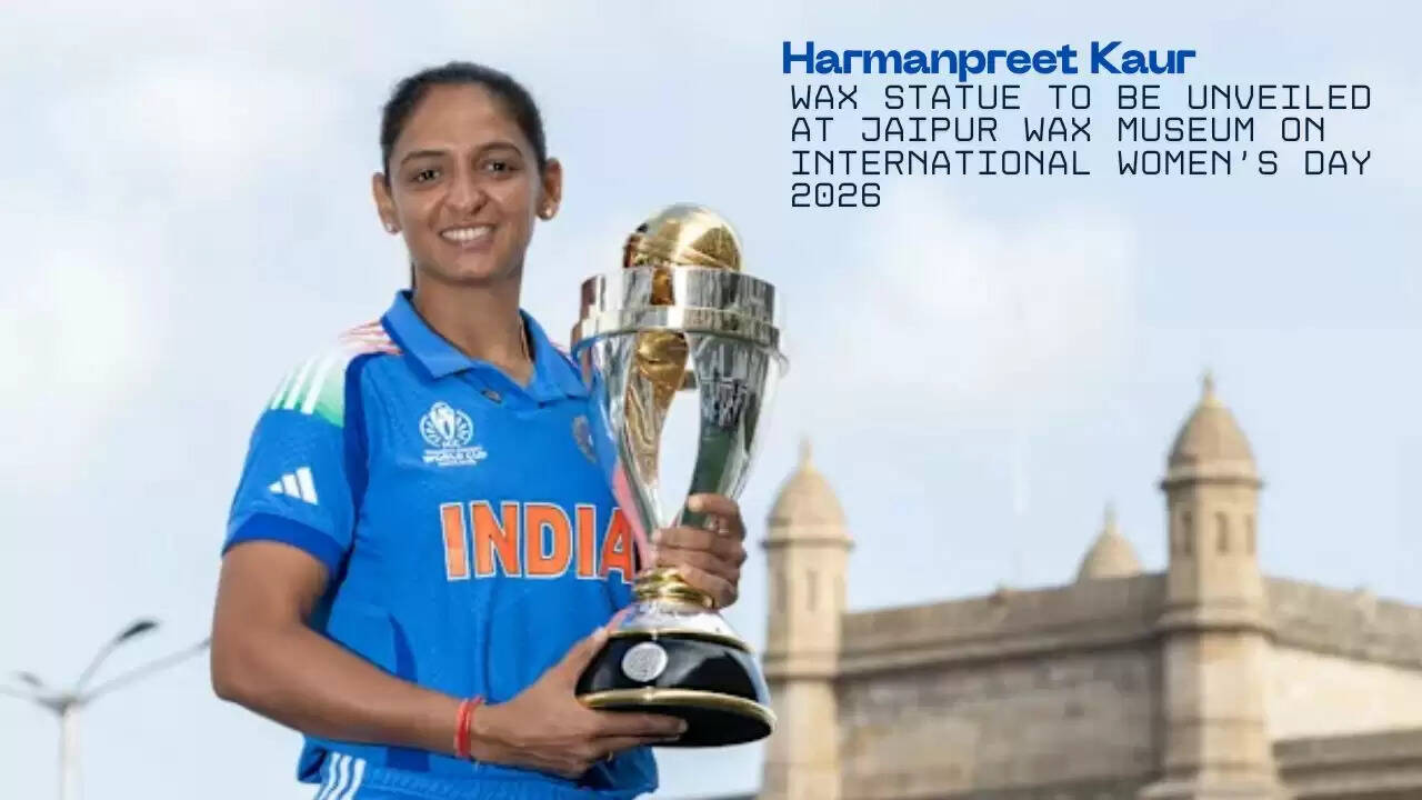 Wax statue of Indian women&rsquo;s cricket captain Harmanpreet Kaur at Jaipur Wax Museum, Nahargarh Fort, unveiled on Women&rsquo;s Day 2026