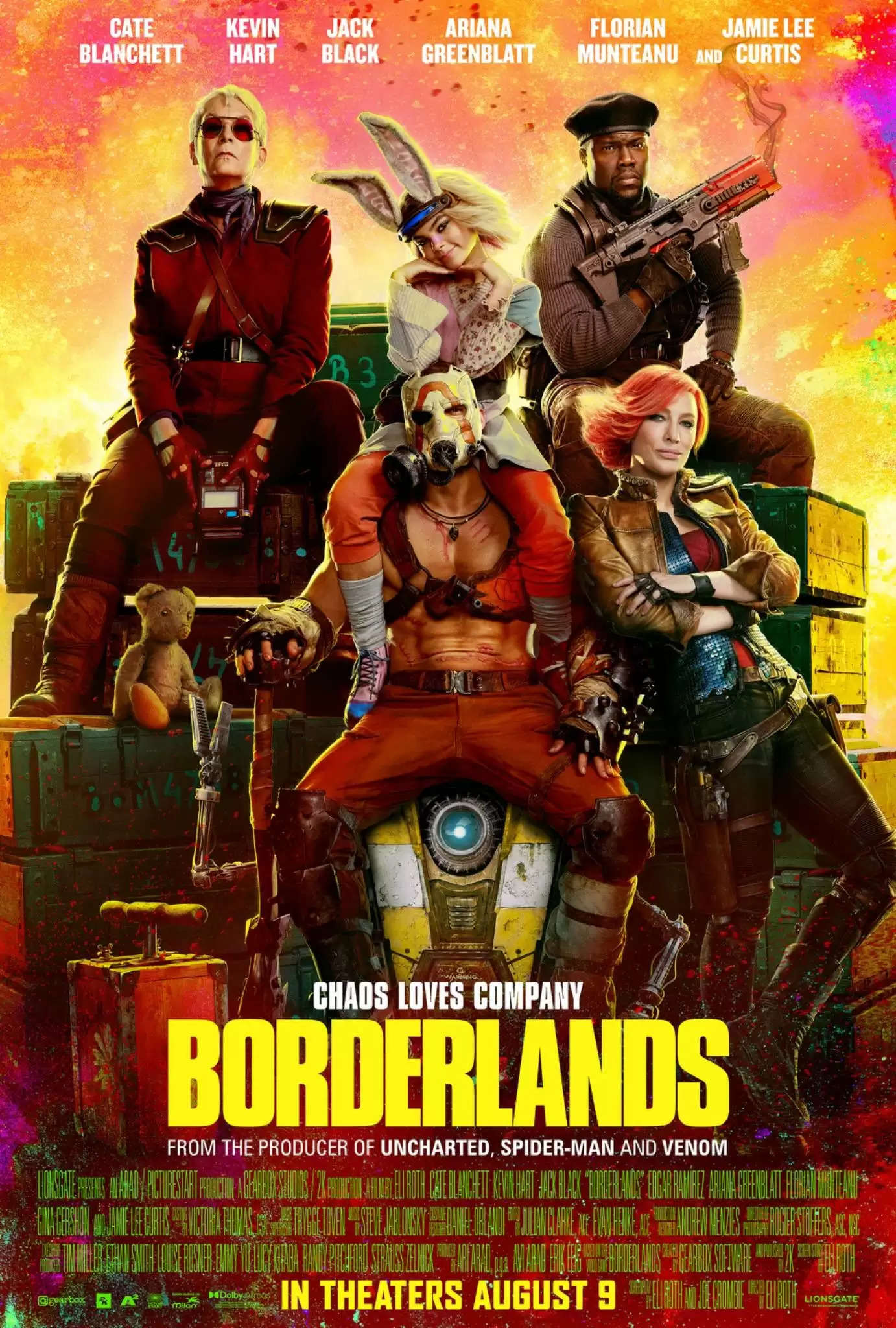 'Borderlands' features Cate Blanchett, Kevin Hart, Jack Black, Ariana Greenblatt, Edgar Ramirez, Florian Munteanu, and Jamie Lee Curtis. releasing on August 9 2024