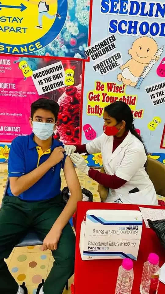 Seedling School Vaccination of age group 15-18 Under 18 vaccination in udaipur