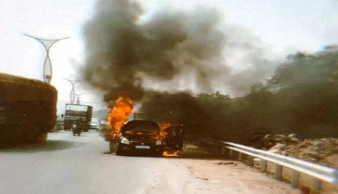 fire in car