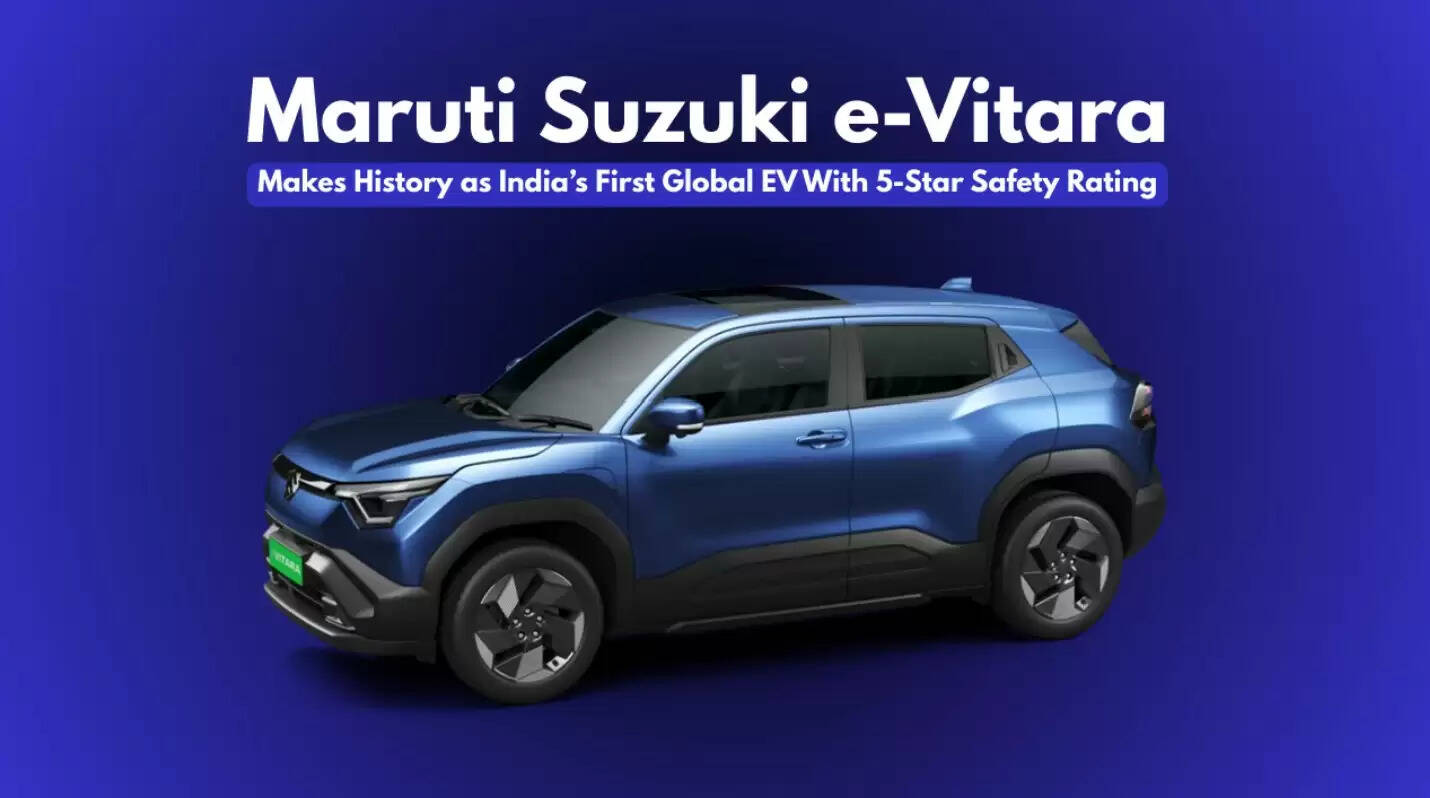 Maruti Suzuki e-Vitara electric SUV achieving 5-star Bharat NCAP safety rating in India