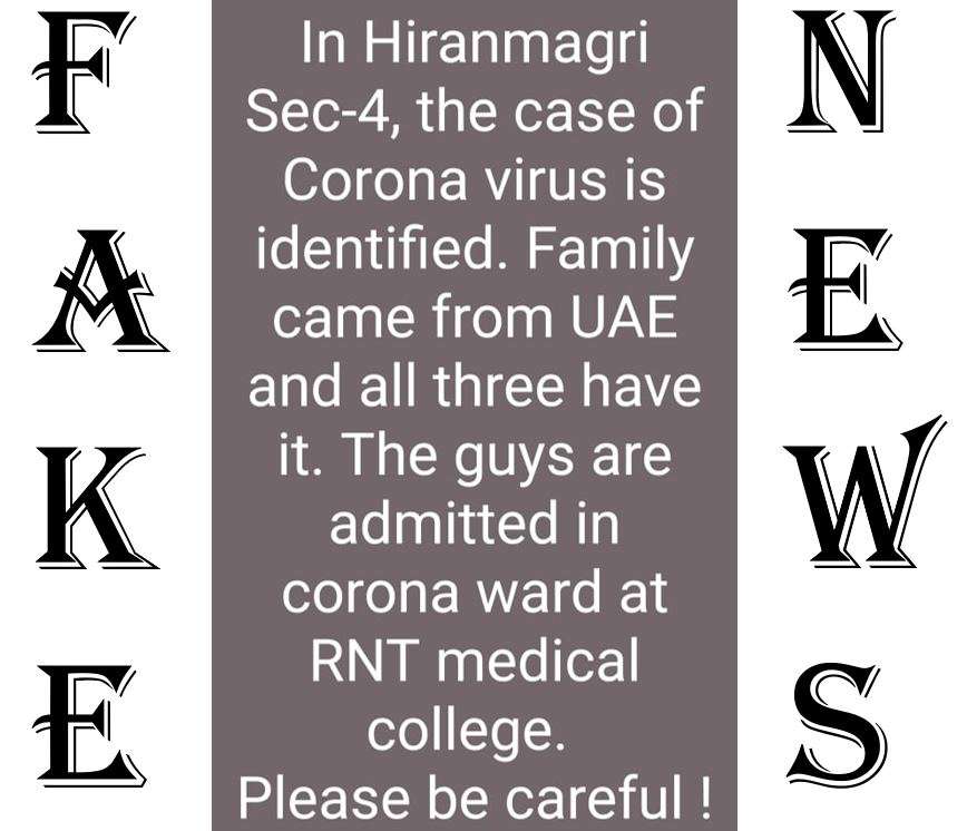 Don't fall prey to Fake News on Coronavirus status in Udaipur - Be Positive No Panic