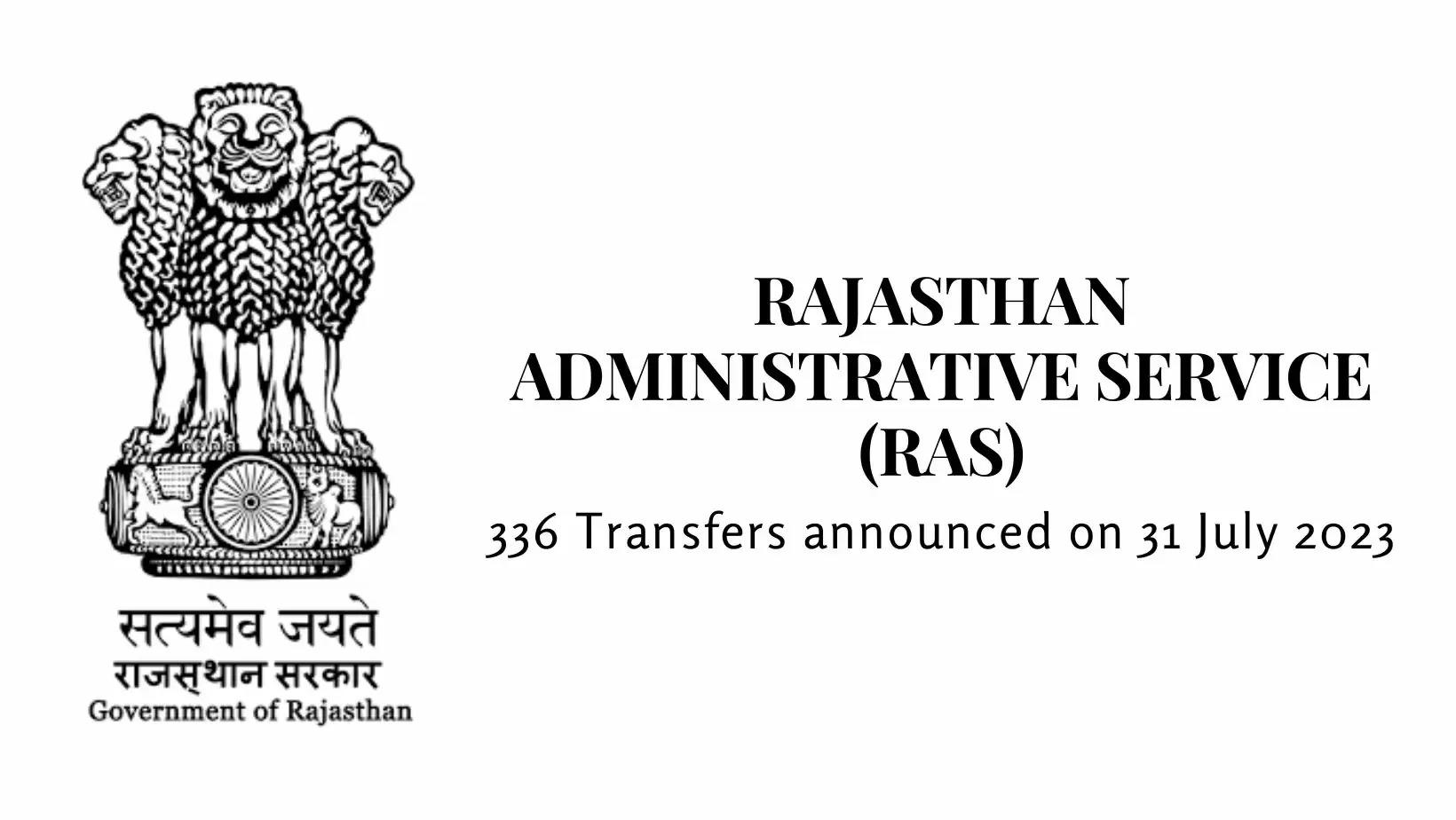 RAS Officer Transfers in Rajasthan 31 July 2023 Jaipur