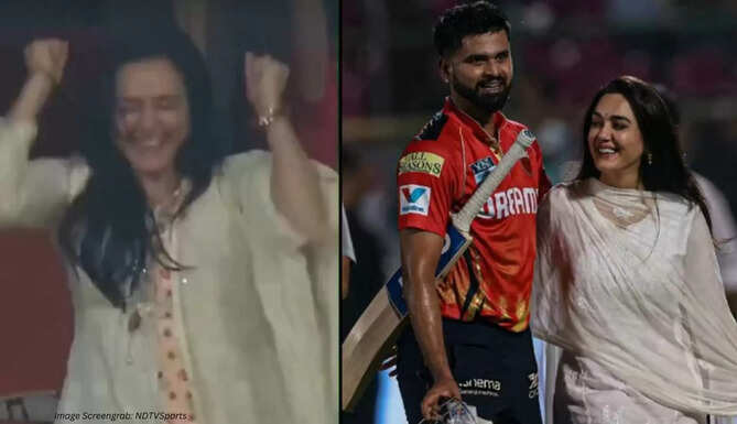 Shreyas Iyer, Preity Zinta, Dhoni style finish, IPL 2025, Punjab Kings, MS Dhoni, Shreyas Iyer six, cricket celebration