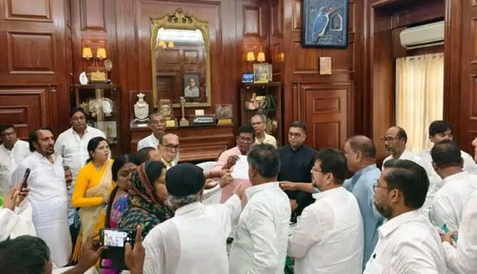 Rebel TMC MLAs submit a letter supporting Ritabrata Banerjee for the Leader of the Opposition post in the West Bengal Assembly.