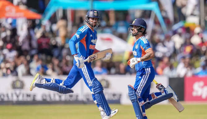 Ishan Kishan celebrates after scoring 81 as India beat Zimbabwe by 90 runs to seal the T20I series under captain Shreyas Iyer.
