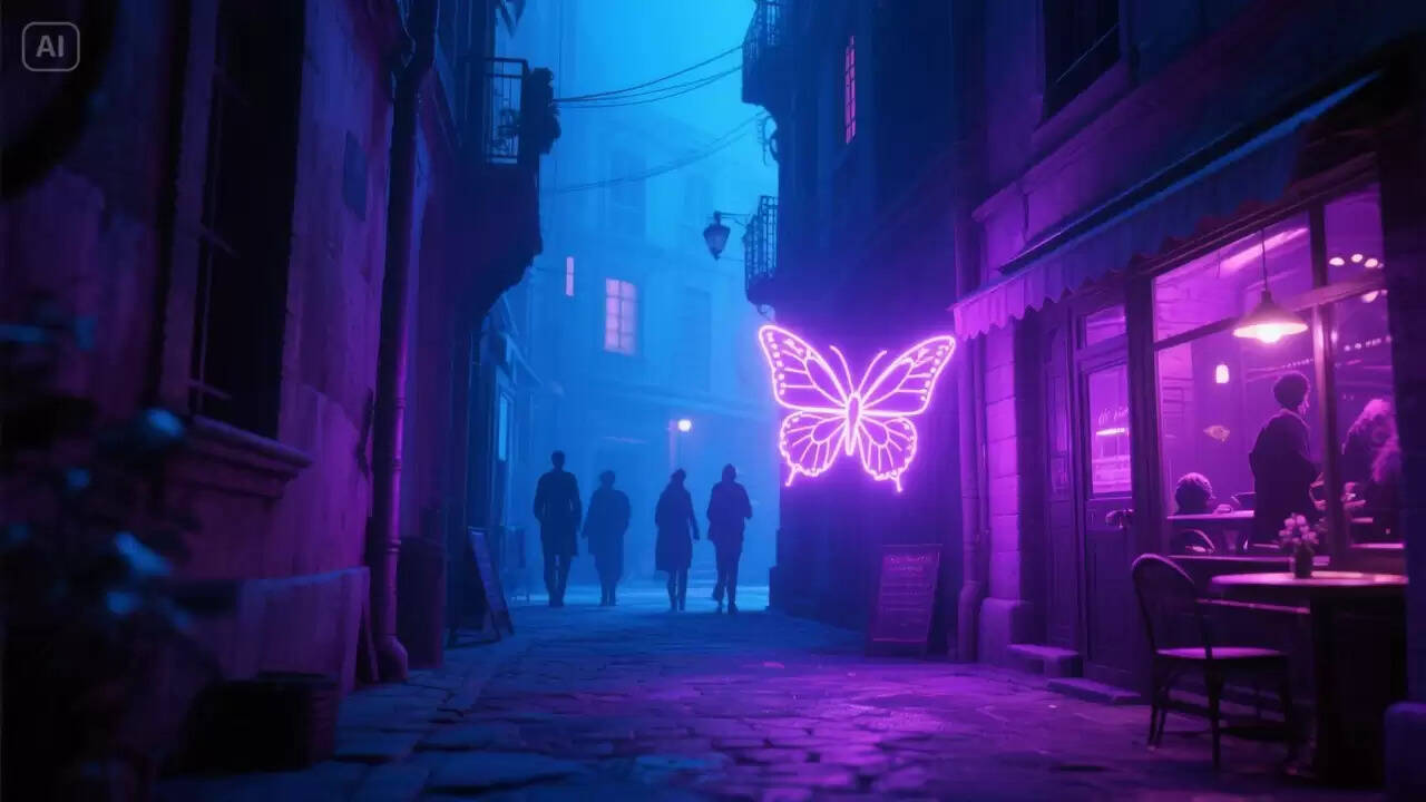 Illustration of micro-moment advertising with AR billboards and animated projections transforming a futuristic city street using AI-generated visuals