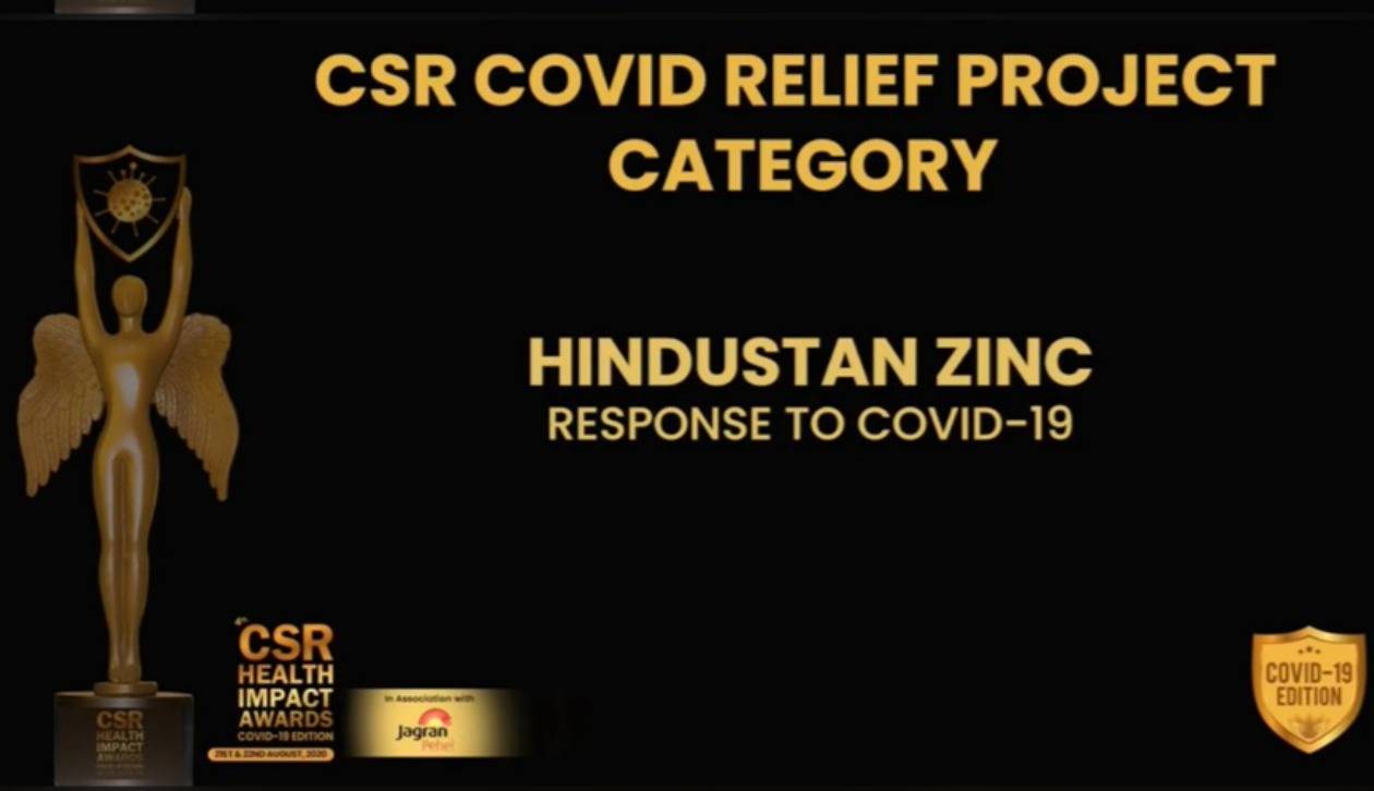 हिंदुस्तान जिंक सीएसआर हेल्थ इम्पैक्ट अवार्ड 2020 से सम्मानित